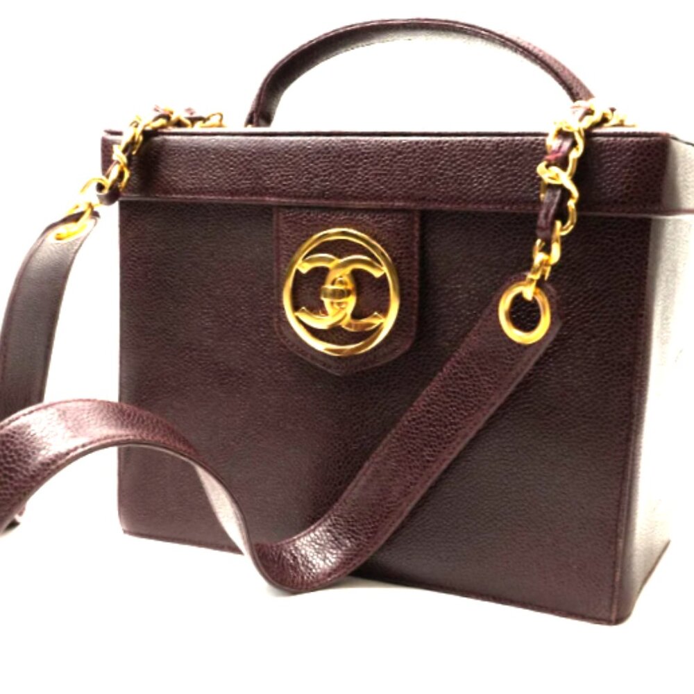 CHANEL 24k Gold Caviar Vanity Case Flap Crossbody